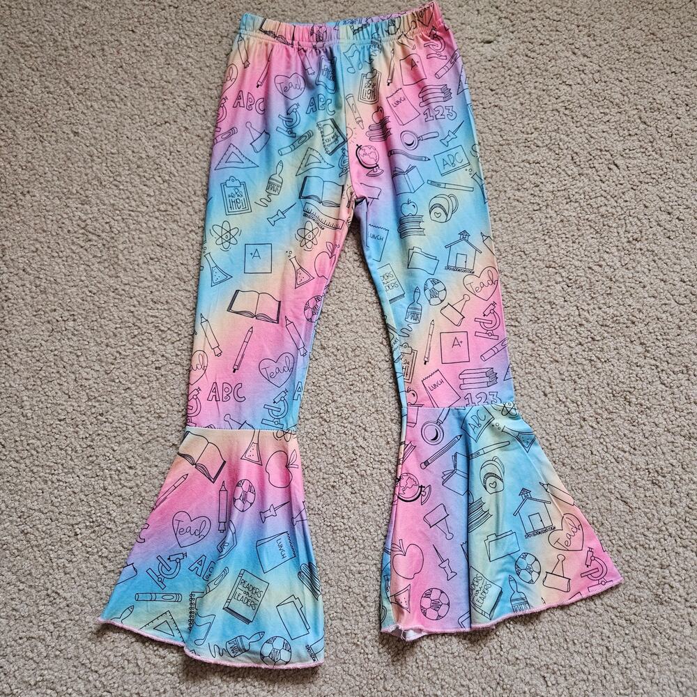 School Print Rainbow Bell Bottoms 5T (120)